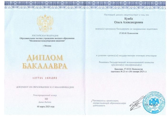 Диплом бакалавра психологии